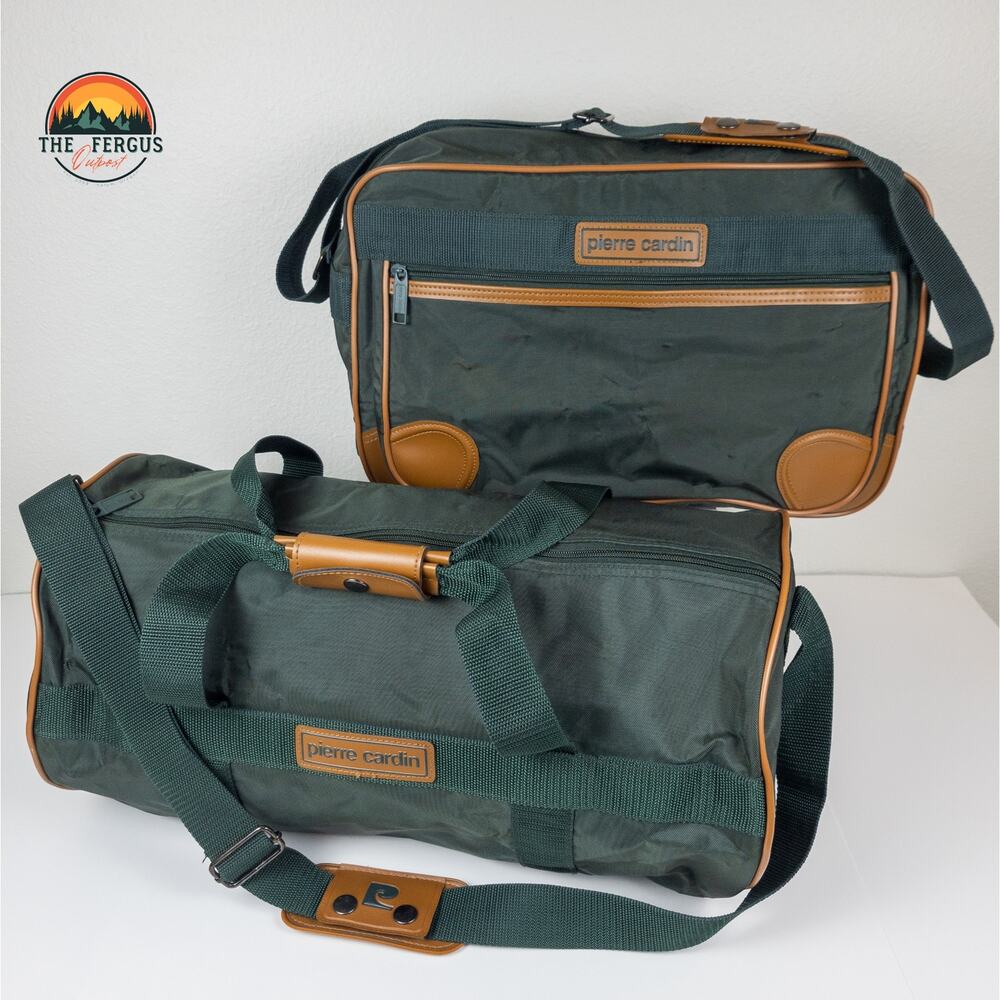 Pierre Cardin Travel Duffle & Messenger Bag Leather Handles Rare Vintage Preppy